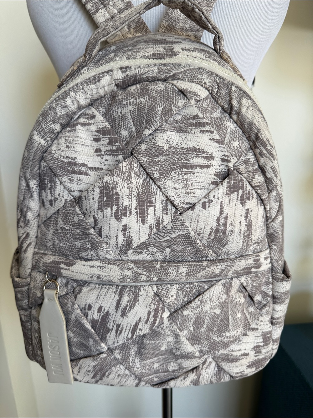 Jason Wu Quilted Backpack Ivory Lizard Multi Women's Backpack Laptop